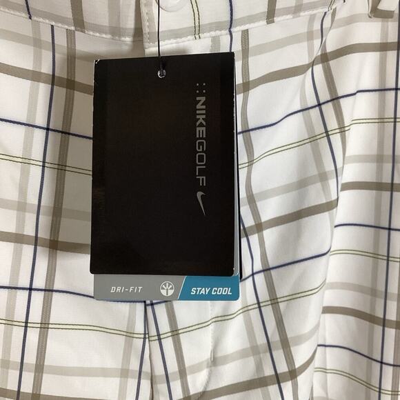 Nike Golf Shorts Plaid Dri-Fit Stretch Pockets Men Size 42 NWT White Tan Blue - Picture 4 of 7